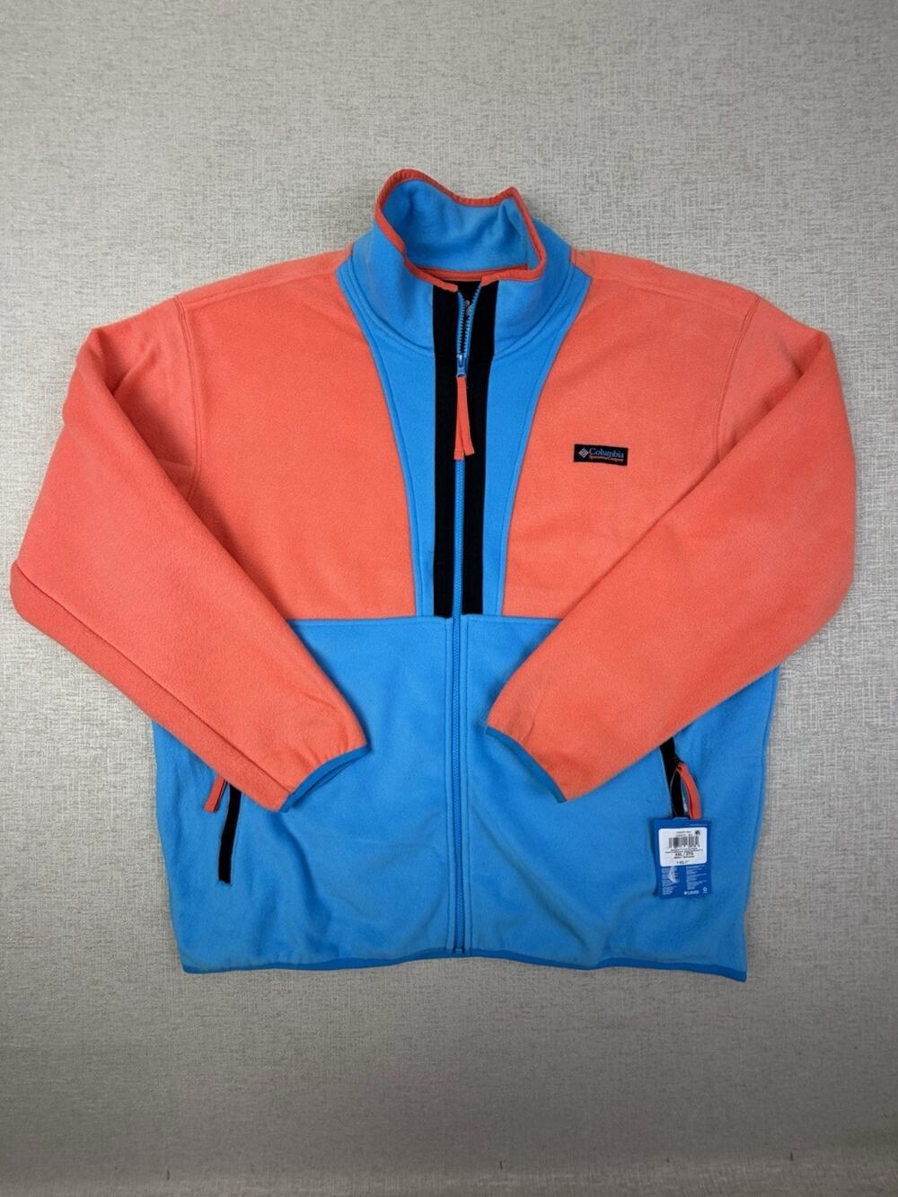NWT Columbia Backbowl II Fleece Jacket Men’s XXL Blue Coral Colorblock